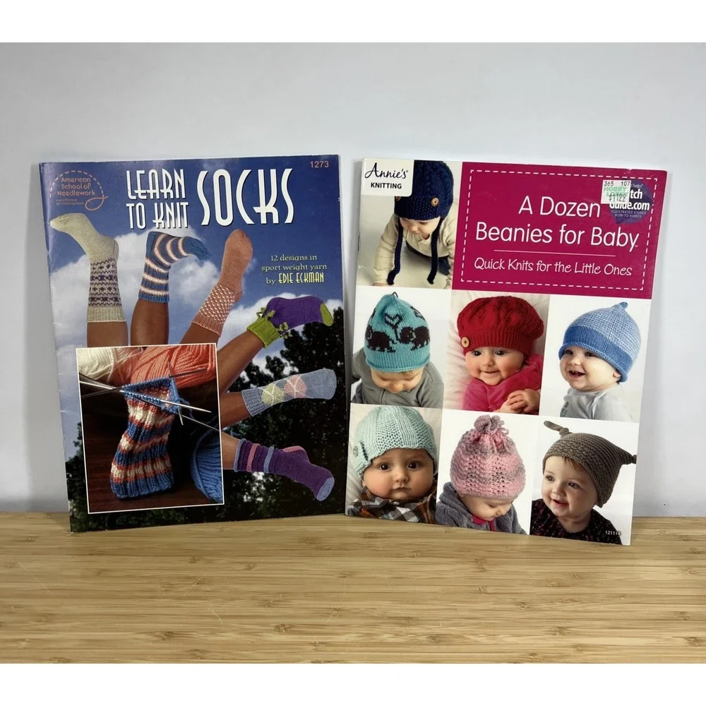 Knitting Book Lot (2). How To Knit Socks And Beanies‎ For Baby.